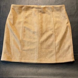 Tan suede mini skirt